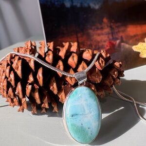 Stunning 925 Larimar Pendant and Necklace